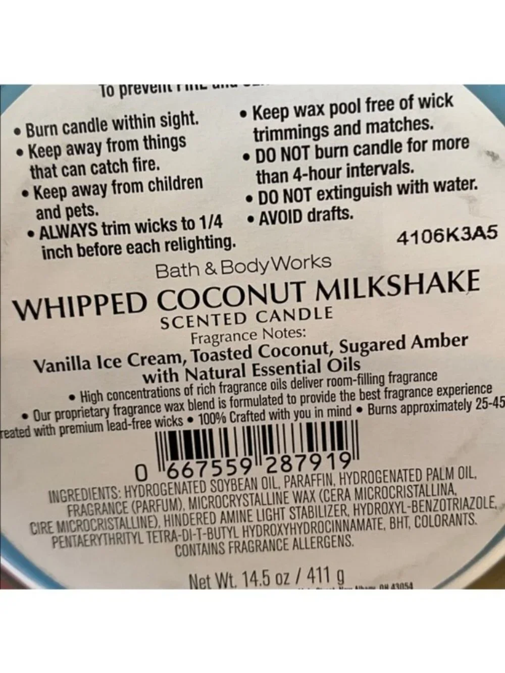 Bath & Body Works “Whipped Coconut Milkshake” New 3 Wick Candle